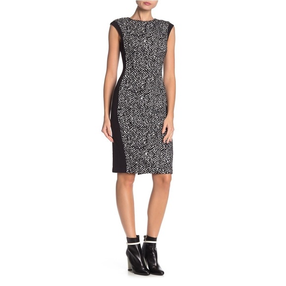 [Vince Camuto] Knit Jacquard Sheath Dress - Picture 1 of 7